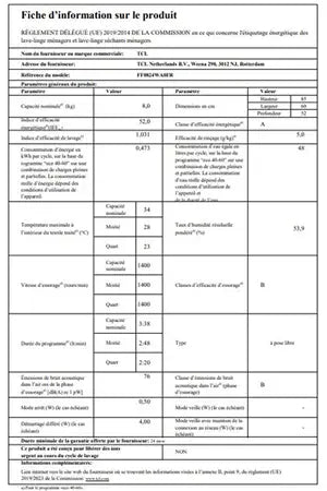 Lave-linge hublot TCL FF0824WA0FR Tcl