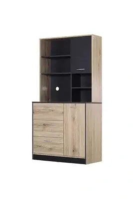 Buffet Homcom Armoire De Cuisine Multi-Rangements 2 Portes 3 Tiroirs 3 Étagères Homcom