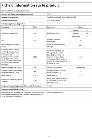 Lave-vaisselle Miele G5052SCVI - encastrable 60cm Miele