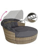 Salon De Jardin Tectake Bain De Soleil Rond Modulable Santorin - Marron Naturel Tectake